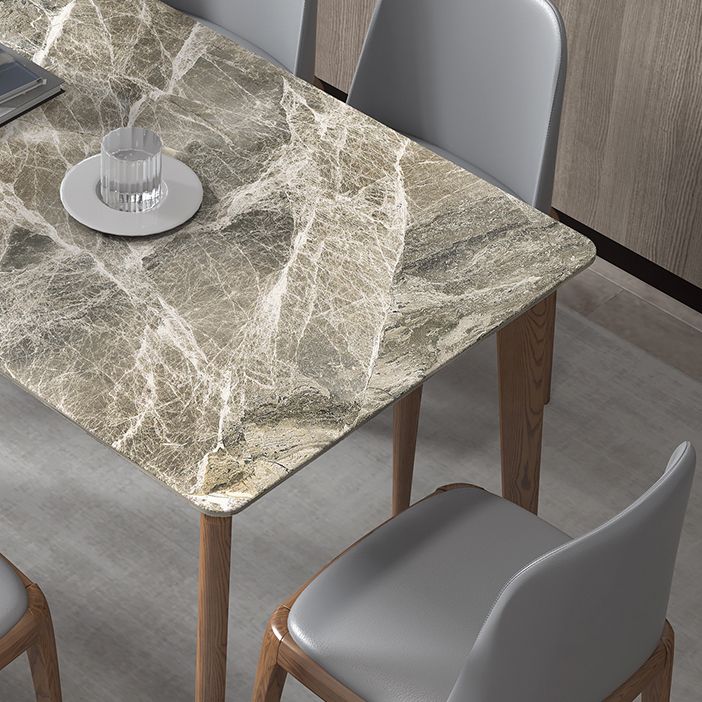 Rectangle Stone Table Modern Standard Height Dining Table with 4 Legs