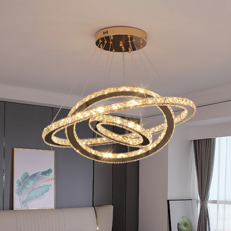 Contemporary Ring Chandelier Pendant Light K9 Crystal Suspension Pendant Light for Living Room