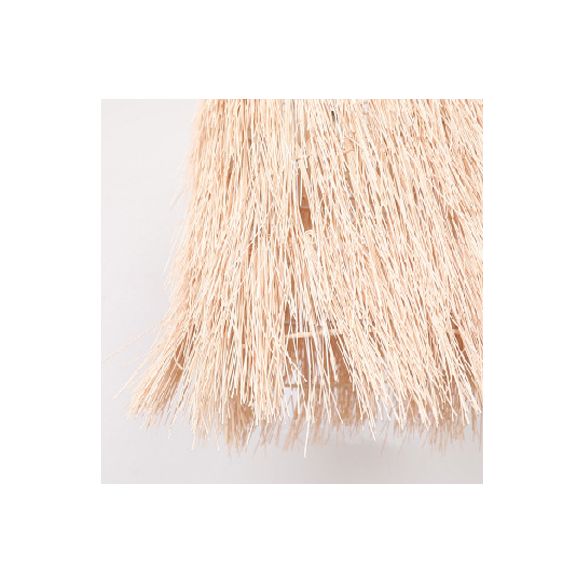 Tassel Pendant Lighting Asian Inspired Rattan 1 Bulb Dining Room Hanging Lamp in Beige