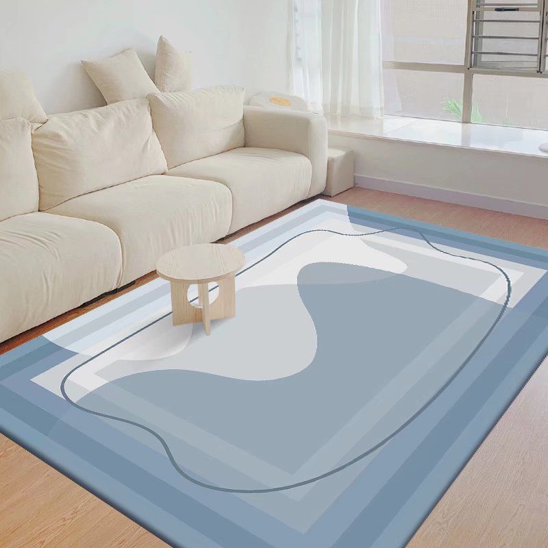 Green Modern Rug Polyester Irregular Line Rug Washable Rug for Drawing Room