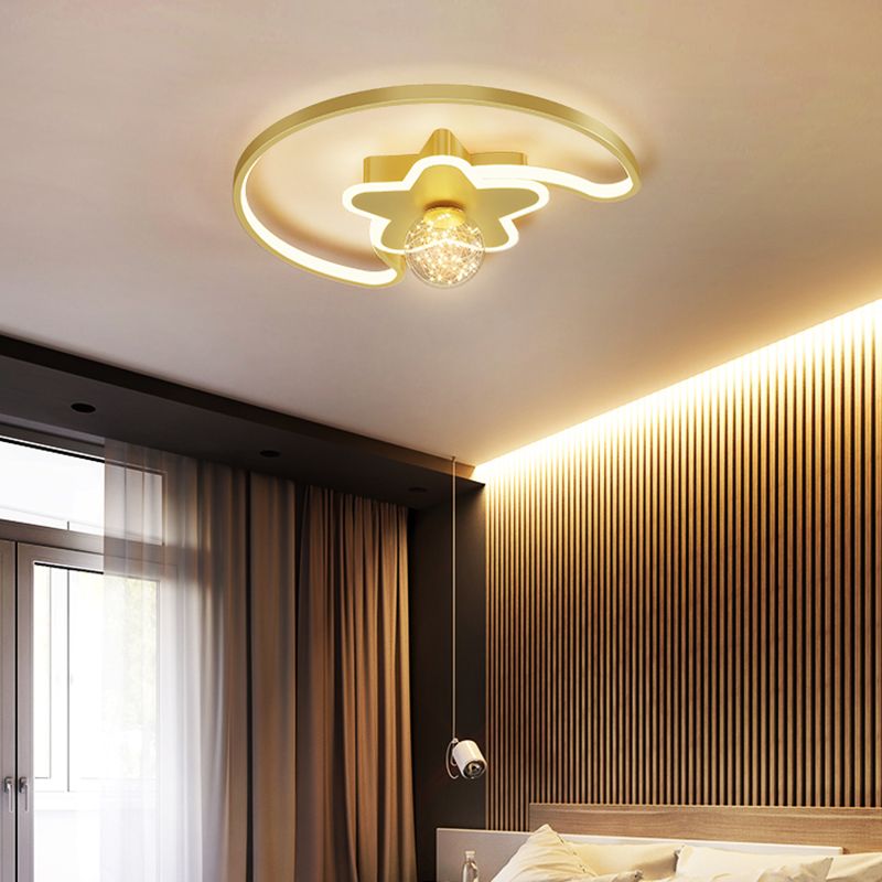 Style contemporain DEL Metal LED Flush Light Fixture Star Ceiling Flush Mount for Bedroom