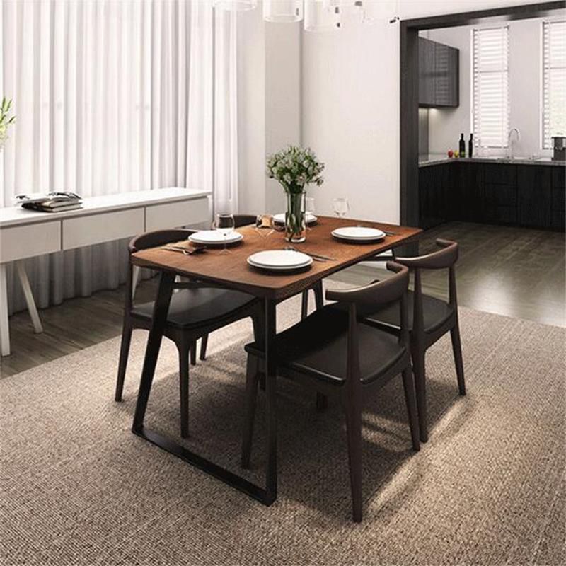 Industrial Style Solid Wood Top Dining Room Set with Rectangle Shape Table Dining Room Set