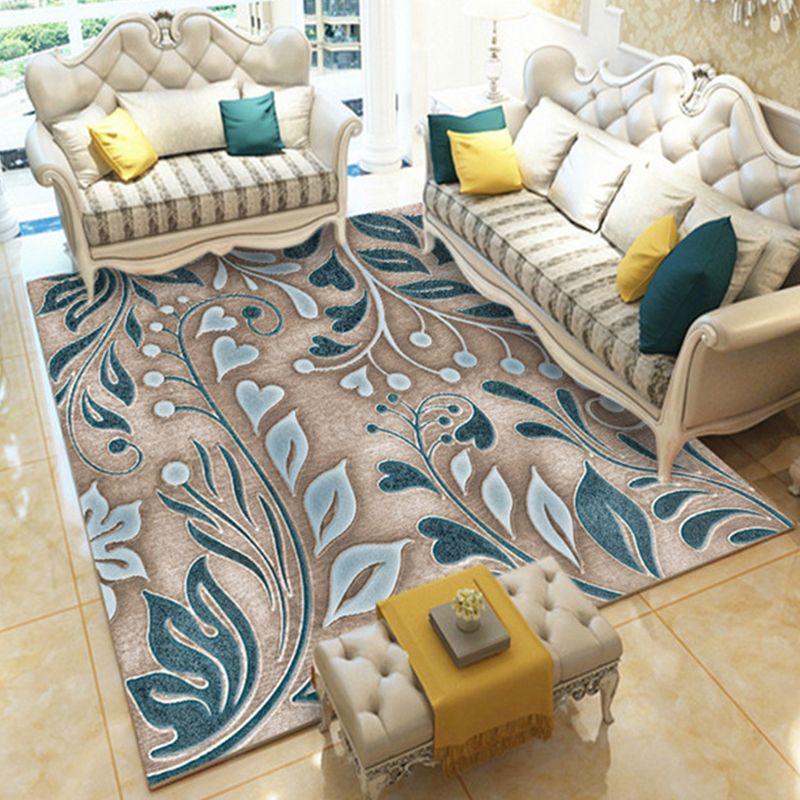 Casual Digital Print Floral Rug Multi-Color Modern Rug Polyester Stain Resistant Anti-Slip Backing Washable Carpet for Great Room