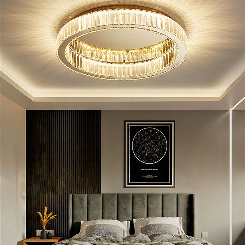 Roestvrijstalen LED-plafondlamp in moderne luxe stijl Kristallen ronde inbouwmontage voor slaapkamer