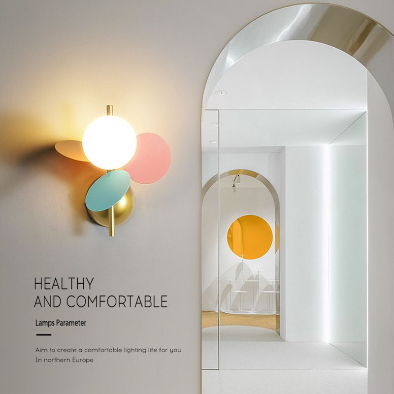 Macaron Ball Shade Wall Sconce Metal 1 Light Sconces for Bedroom