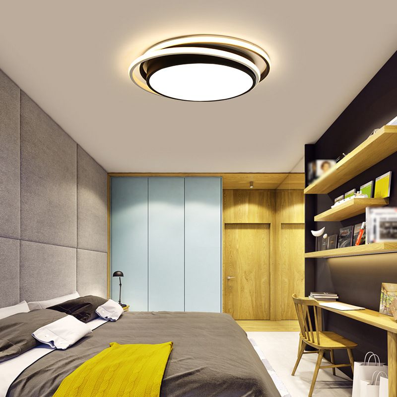 Apparecchio da soffitto in acrilico a 2 luci in stile moderno con montaggio a incasso a LED rotondo