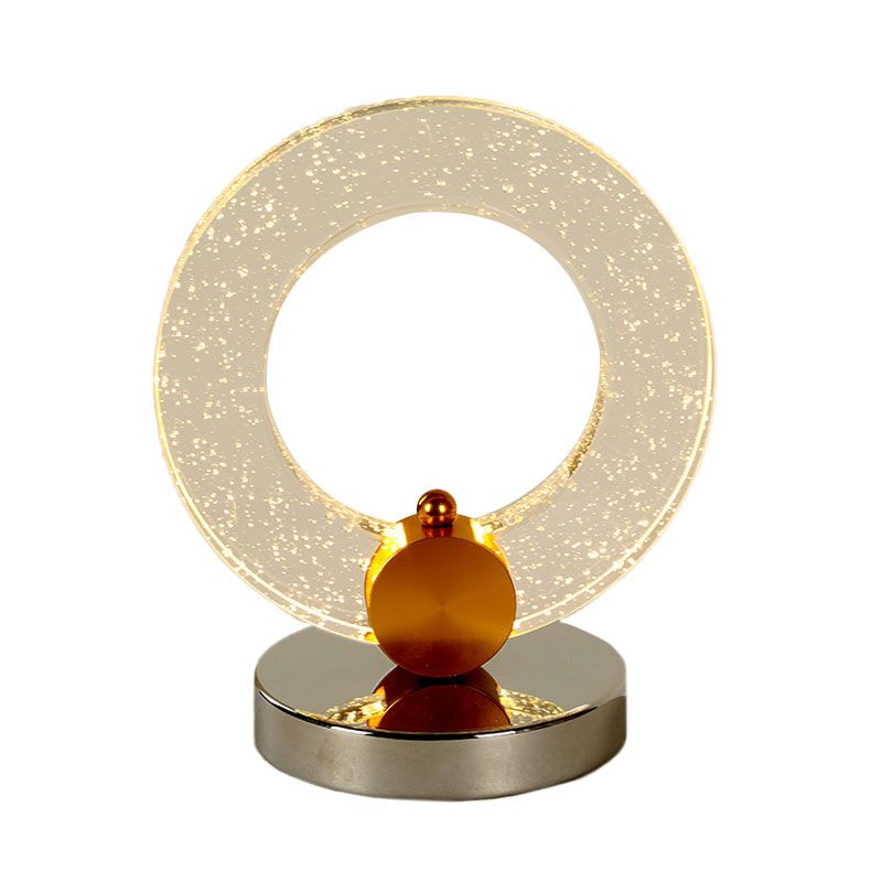 Halo Ring Night Table Lamp Minimalist Clear Seeded Crystal Desk Light for Living Room