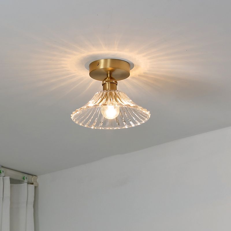 Colonial Prismatic Glass Flush Light Fixtures Blossoms Flush Mount for Hallway