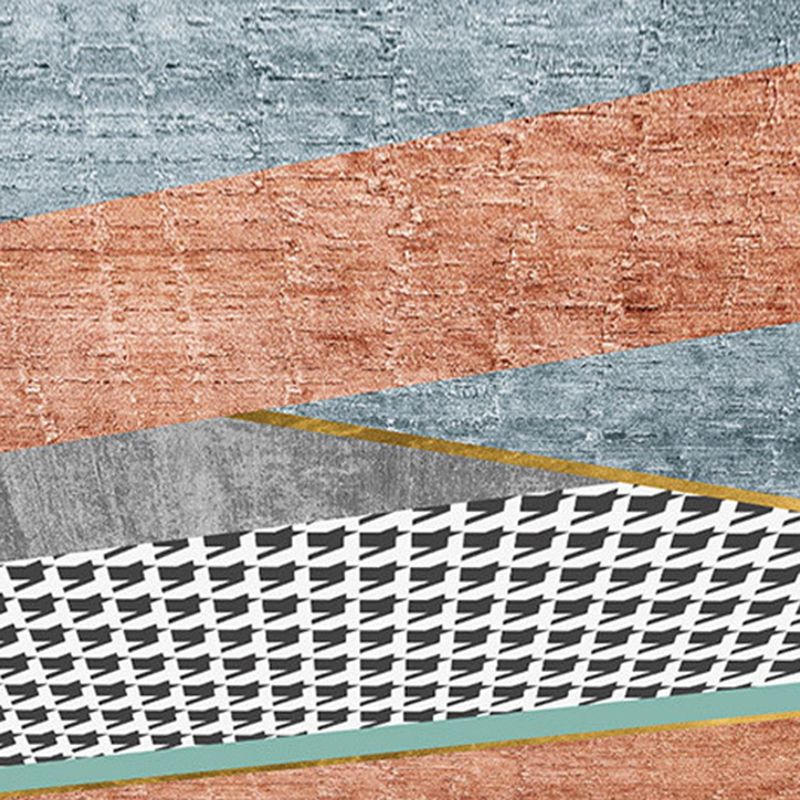 Geometric Pattern Rug Modern Style Living Room Carpet Polyester Washable Area Rug