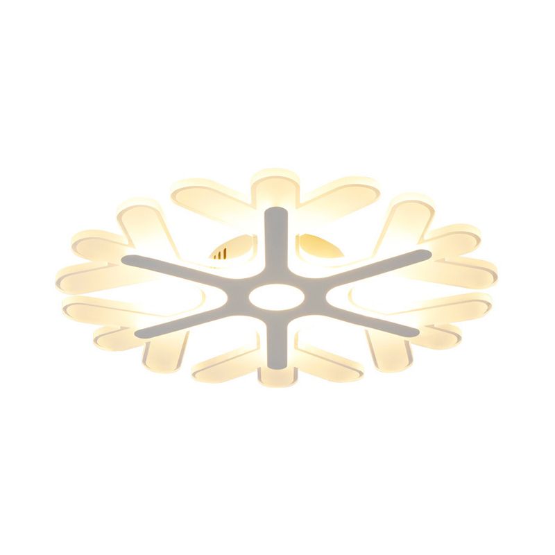 White Coral Flush Ceiling Light 16"/19.5" Dia Modernism Slim Acrylic LED Flush Lamp in Warm/White/3 Color Light