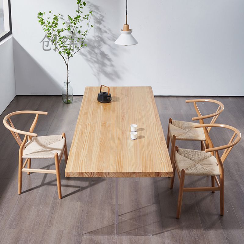 Minimalists Rectangle Khaki Dining Table Solid Wood Standard Dining Table for Kitchen