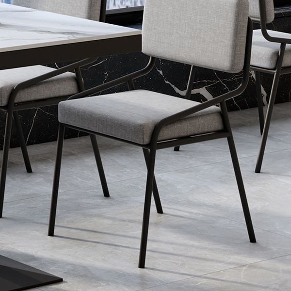 Metal Industrial Square Dining Table Sintered Stone Top Table with Black Pedestal