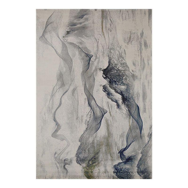 Grey Abstract Pattern Rug Modern Polyester Area Carpet Stain Resistant Area Carpet for Living Room