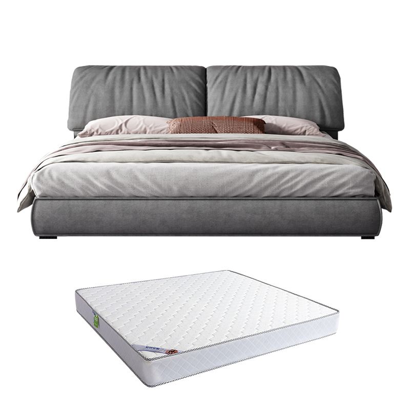 Modern Style Upholstered Headboard Grey Imitation Leather Bed