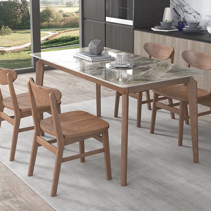 Rectangle Stone Table Modern Standard Height Dining Table with 4 Legs