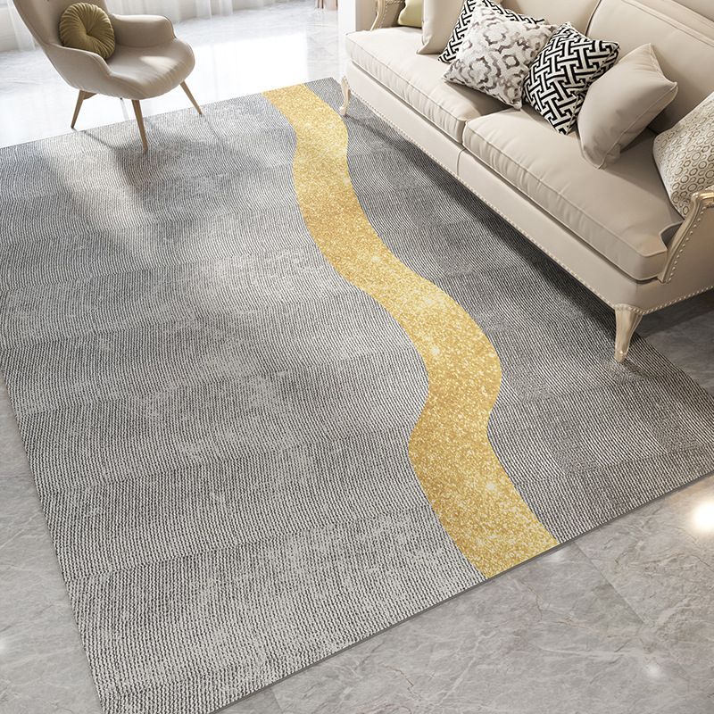 Light Gray Modern Rug Blending Striep Rug Stain Resistant Rug for Drawing Room