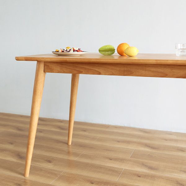 Minimalist Standard Khaki Dining Set Rectangle Shape Solid Wood Dining Set with 4 Legs Base