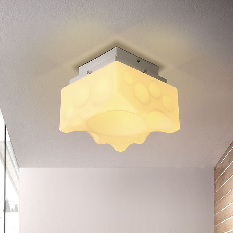 White Geometric Flush Light Fixture Simple LED Acrylic Close to Ceiling Lighting for Hallway