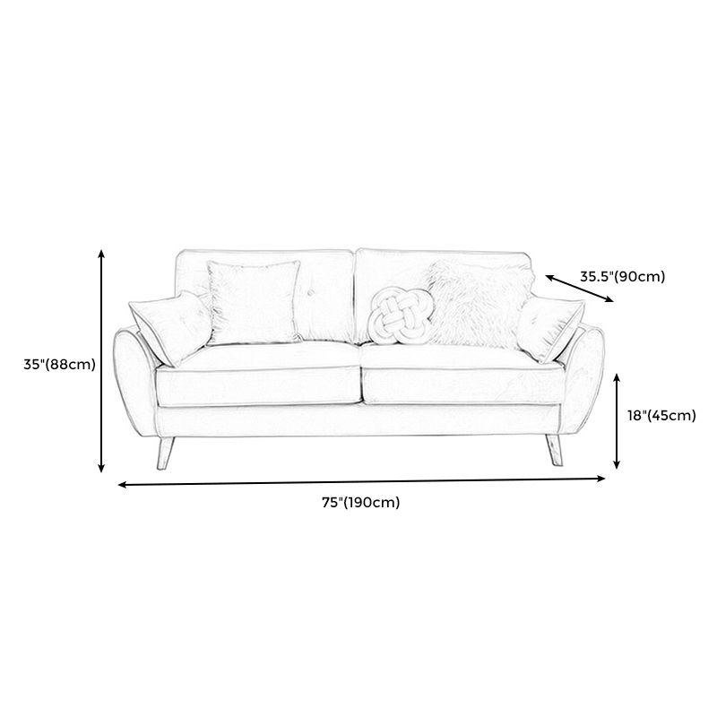 34.64"H Scandinavian Microfibe Pillow Top Arm Solid Color Tufted Sofa for Apartment