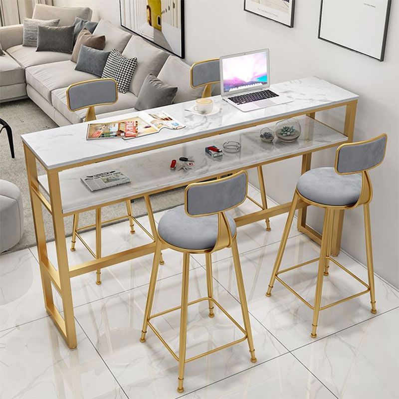 Glam Style Bar Set 1/2/3/5 Pieces Faux Marble Rectangle Counter Set