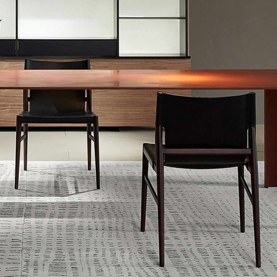 Faux Leather and Wood Armless Dining Chairs Modern Side Chair Set