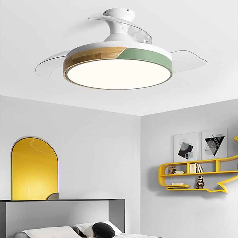 Metal Circular Ceiling Fan Light Nordic LED Ceiling Mounted Light
