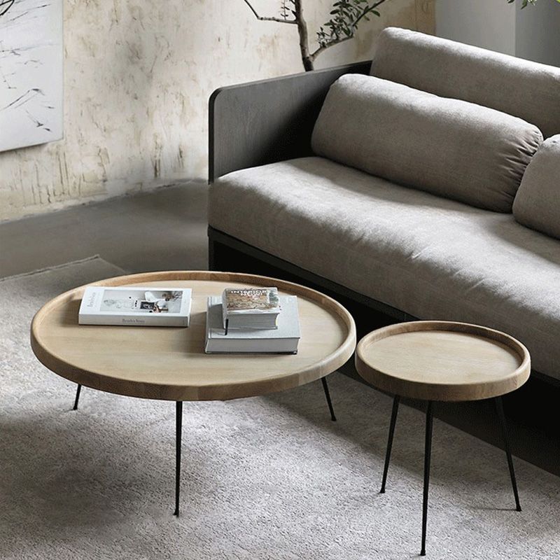 Modern Tray Top Coffee Table Round 3 Legs Coffee Table for Living Room