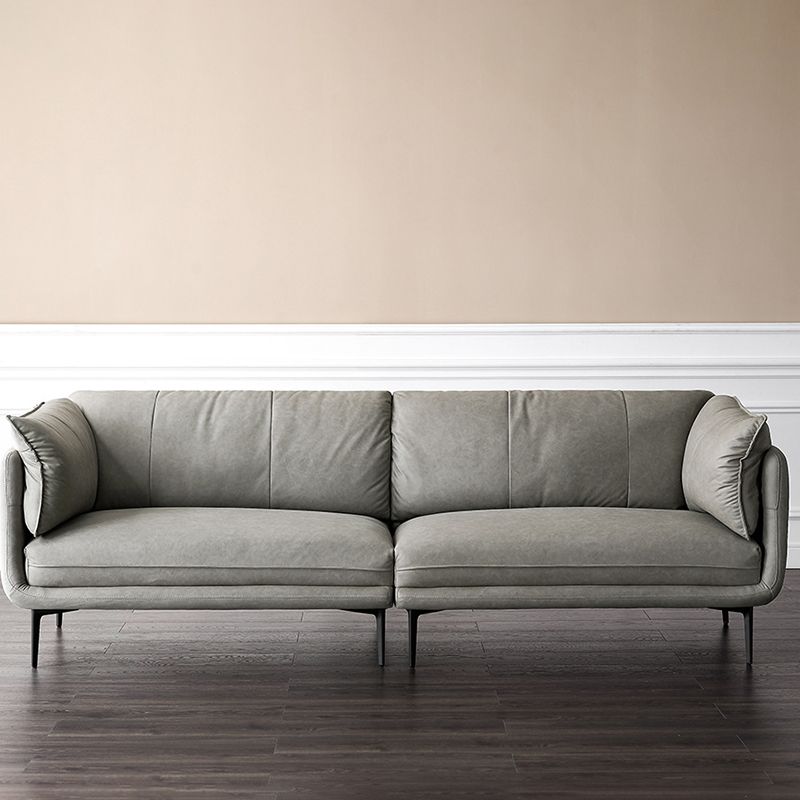 Modern Faux Leather Sofa Stain-resistant Tuxedo Arm Sofa in Gray