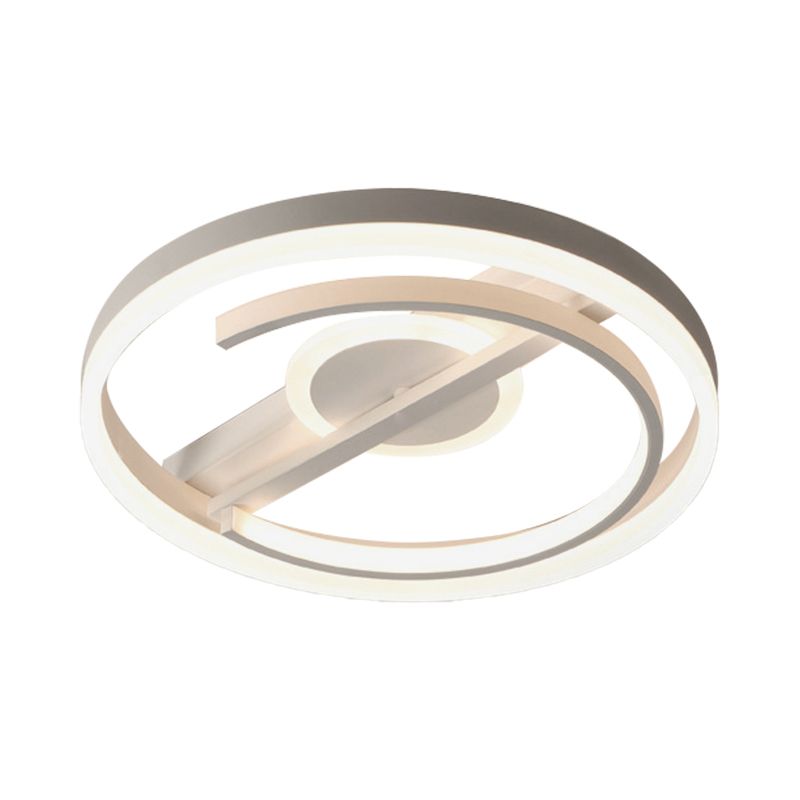 16"/19.5" Wide Circle Acrylic Ceiling Mounted Light Contemporary Black/White LED Flush Light in Warm/White/3 Color Light