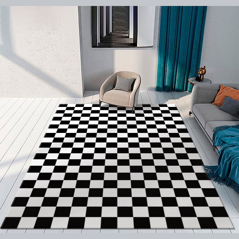Funky Checkered Print Rug Polyester Area Carpet Stain Resistant Indoor Carpet for Living Room