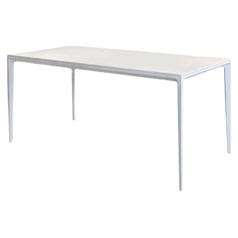 Modern Rectangle Dining Table Sintered Stone Top 4 Metal Legs Dining Room Table