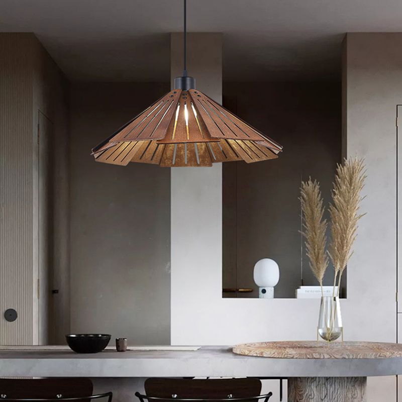 Côté à cône en bois Éclairage pendentif style moderne 1 lumière suspendue pour le salon