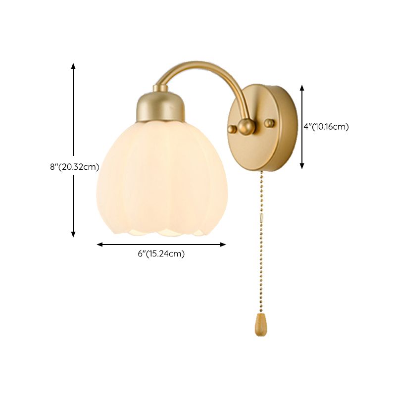 Dome Shape Glass Vanity Light Modern Style 1 Light Vanity Light Fixture in Gold