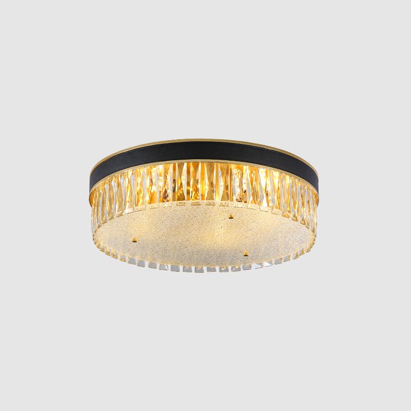 Tambour en forme de tambour Crystal Flush Mount Lighting Minimalist Black Flush Mount Fixture
