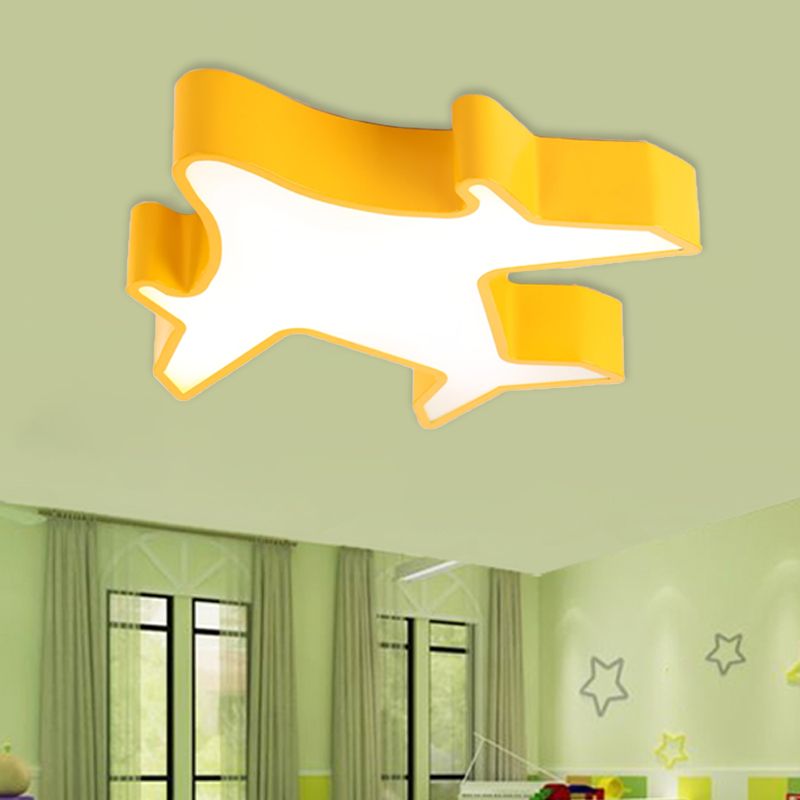 Airplane Bedroom Flush Lamp Fixture Acrylic LED Contemporary Ceiling Mounted Light in Red/Yellow/Blue