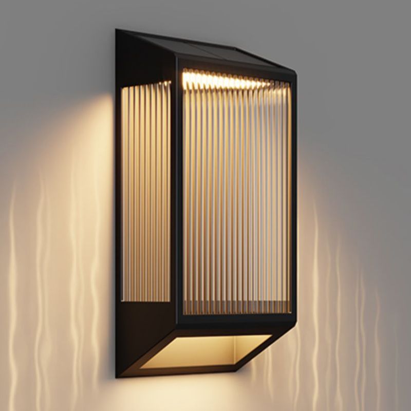 Simple Wall Sconce Black Outdoor Wall Light Fixture with Glass