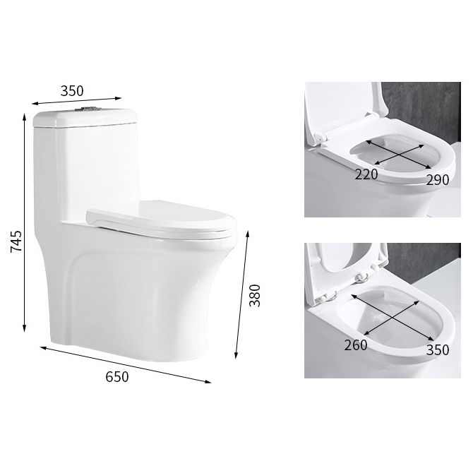 Traditional One Piece Toilet Floor Mounted White Toilet Bowl with Seat for Washroom