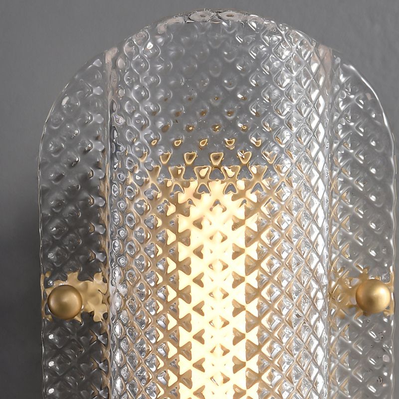 LED Modern Metal Wall Sconce Geometric Shape Wall Light with Glass Shade for Bedroom