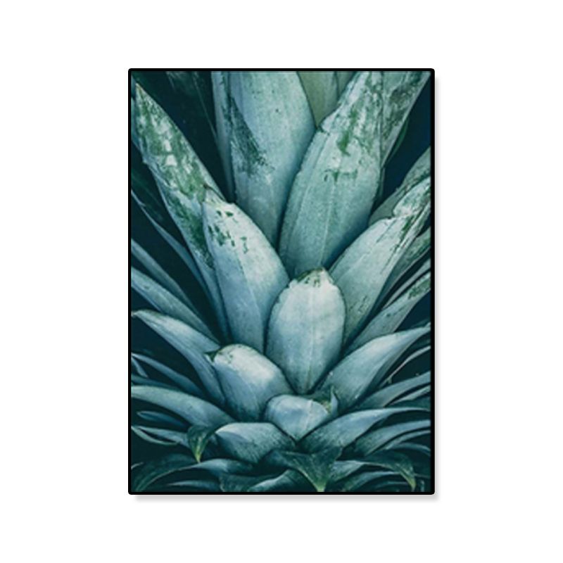 Green Pineapple Top Print Canvas Botanical Nordic Textured Wall Art for House Interior