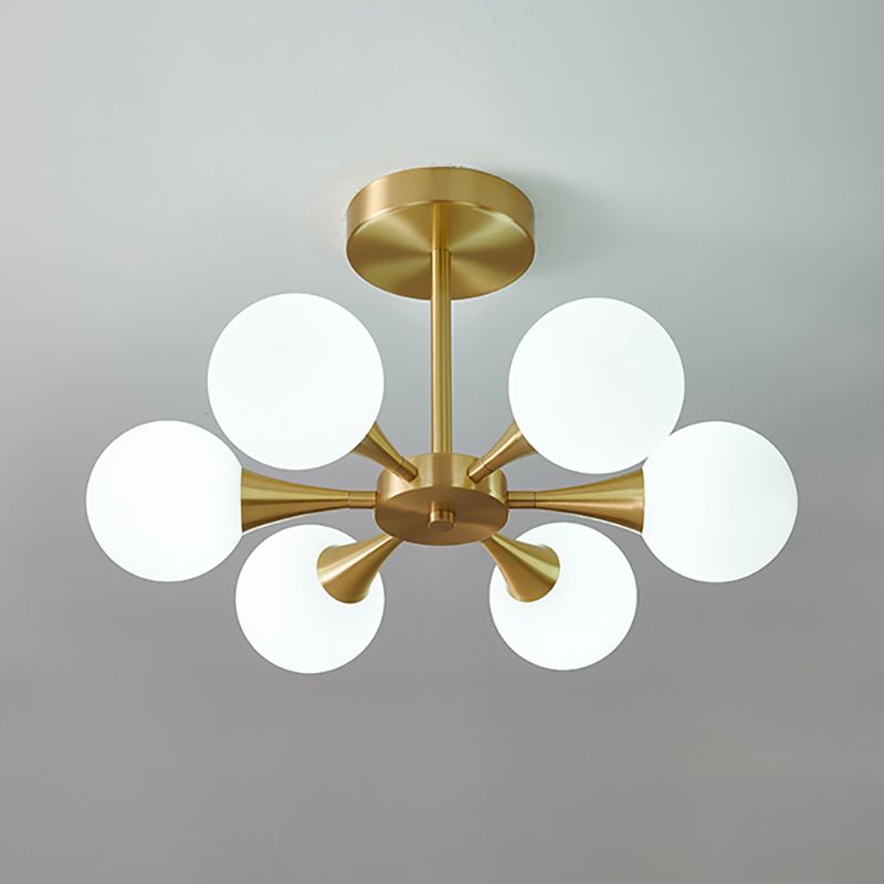 Modern Sputnik Ceiling Light Glass Shade Flush Mount Light for Bedroom Living Room