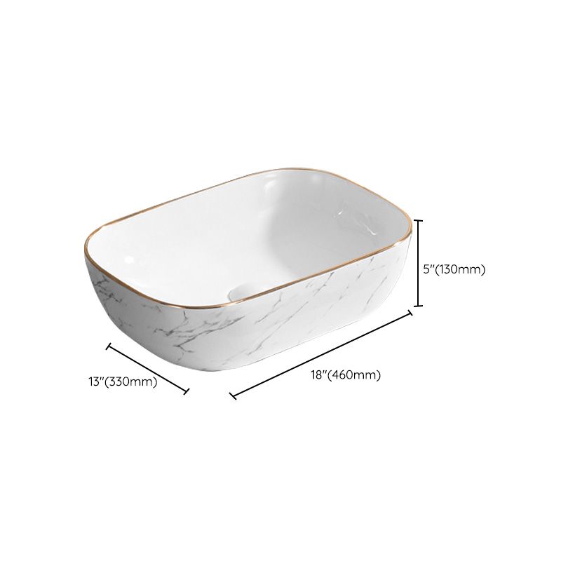 Contemporary Bathroom Sink Pop-Up Drain Porcelain Oval-Shape Vessel Bathroom Sink