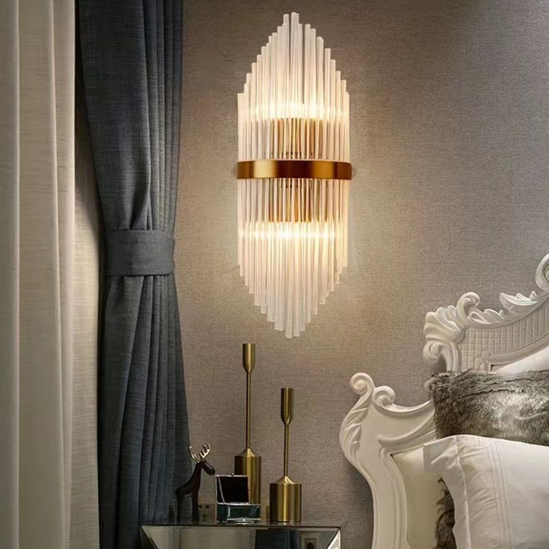2-Light Geometric Wall Lamp Modern Crystal Sconce Light for Living Room
