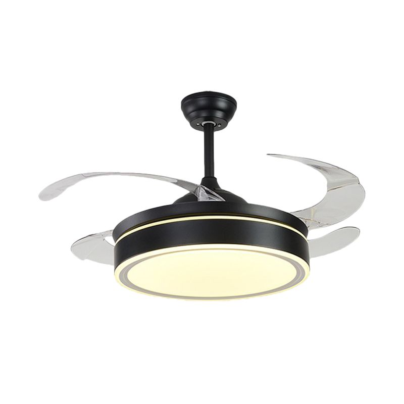 Acrylrunde 4 Klingen Anhänger Lüfterleuchte moderne LED -Semi -Flush für Schlafzimmer, 20 "breit