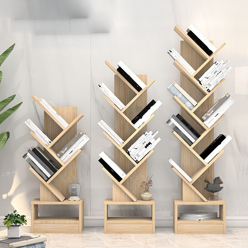 Modern Closed Back Bookshelf Manufactured Wood Vertical Bookcase for Home