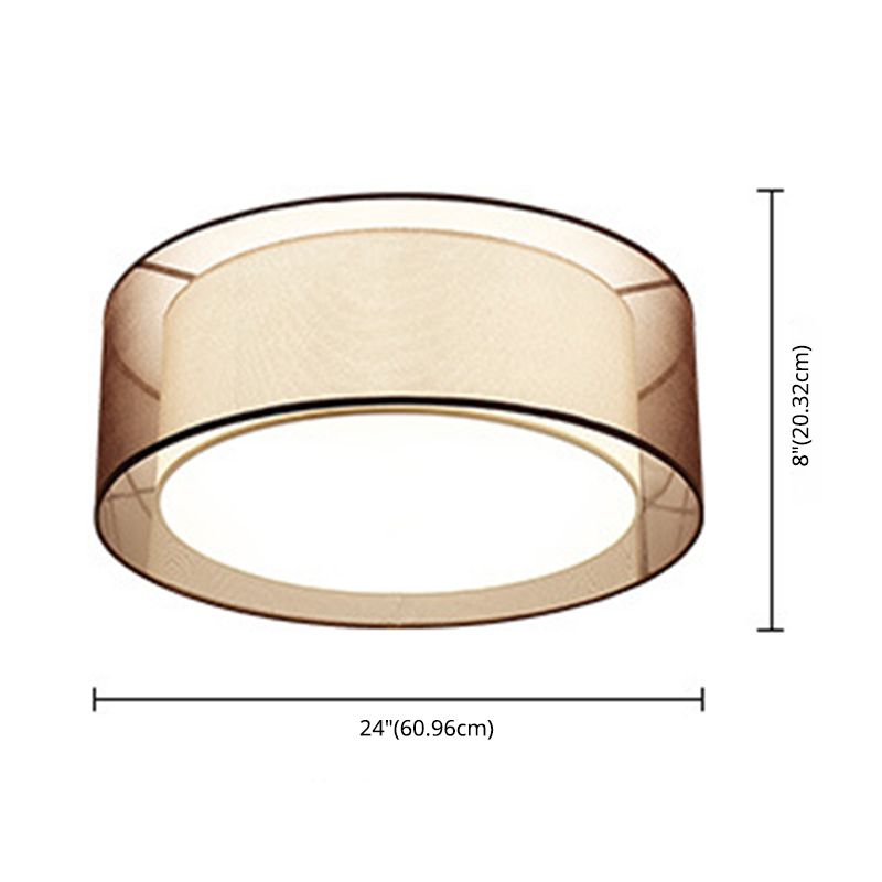 Acrylic Geometric Ceiling Light in Traditional Classic Style Wrought Iron Flush Mount with Flax Fabric Shade