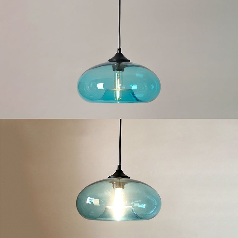 Moderne creatieve single hanging lamp smeedijzeren trommel hanglamp met glazen schaduw