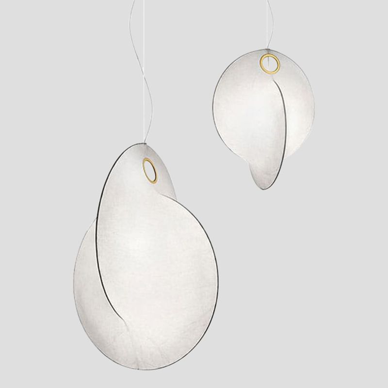 Luz colgante blanca de 3 luces en moderno estilo creativo de acero inoxidable Luz colgante con sombra de seda