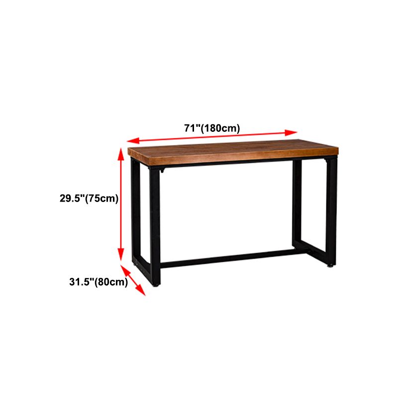 Solid Wood Dining Table Industrial Brown Top Dining Table with Black Frame