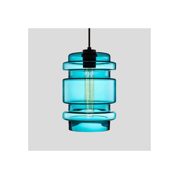 Lampe suspendue cylindrique Verre de simplicité 1 rose clair / jaune / bleu plafond plafond