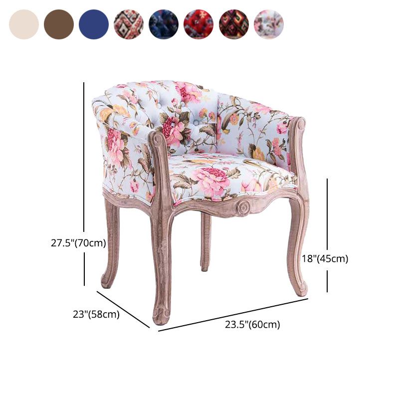 Farmhouse Fabric Home Arm Chair Matte Finish Solid Back Dining Chair